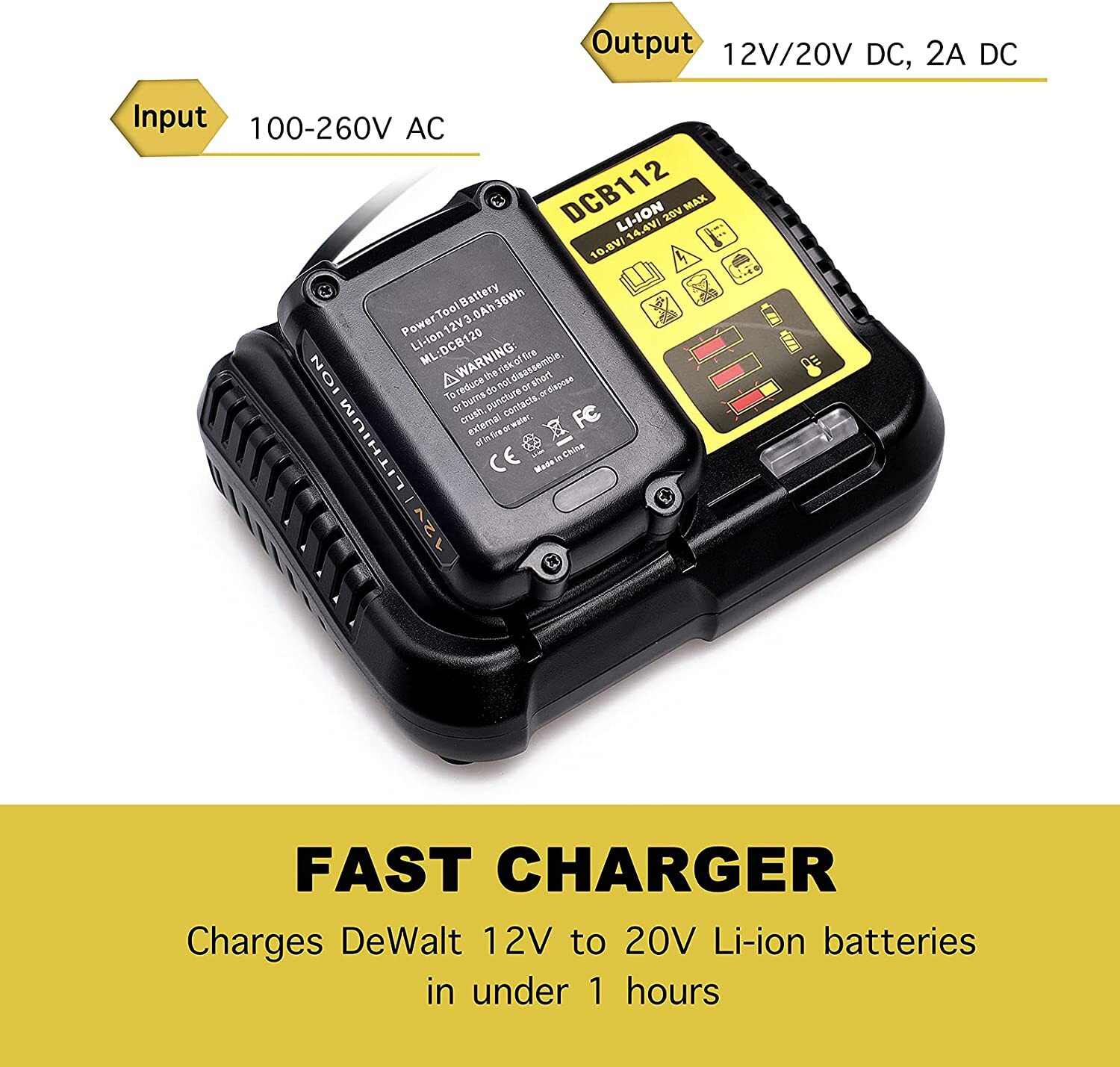 for Dewalt DCB112 12V-20V Li-Ion Battery Charger DCB101 DCB105 DCB107 DCB115