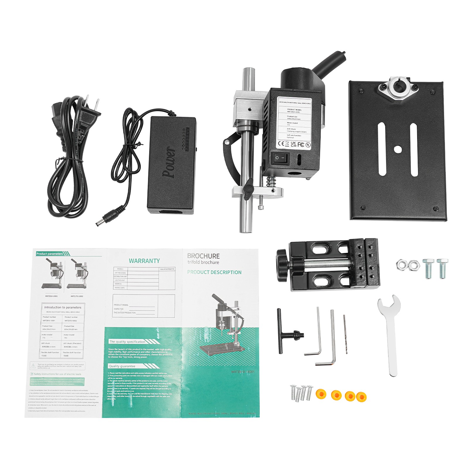 7-Speed Adjustable Mini Drill Press Benchtop 8000RPM for Wood Metal Craft DIY