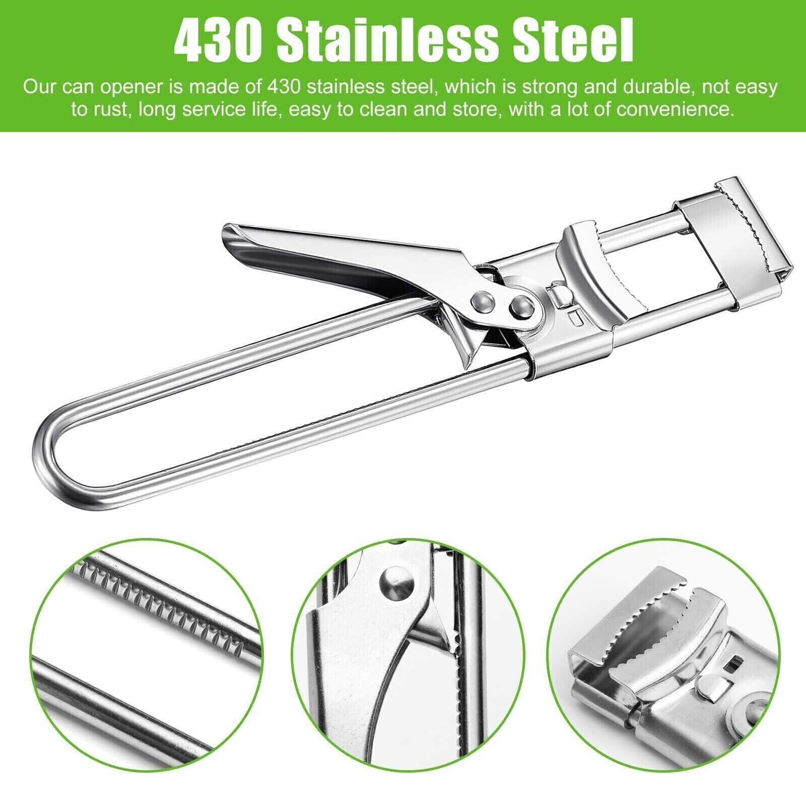 2PCS Adjustable Multifunctional Stainless Steel Can Opener Jar Lid Gripper New