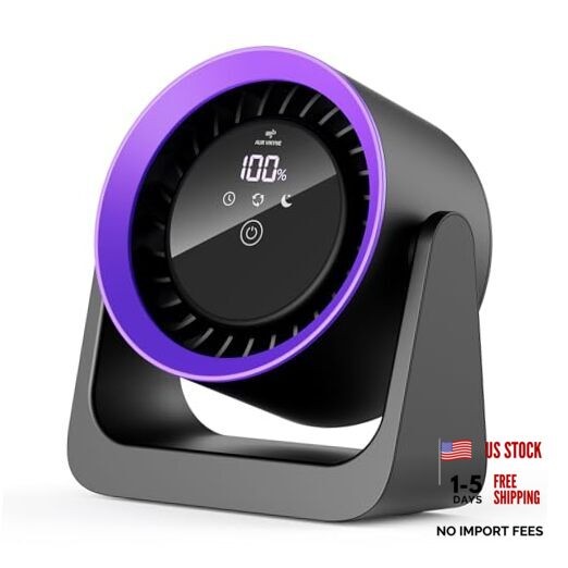 2026 Rechargeable USB Desk Fan, 30db Quiet Table Fan with Turbo Airflow, Black