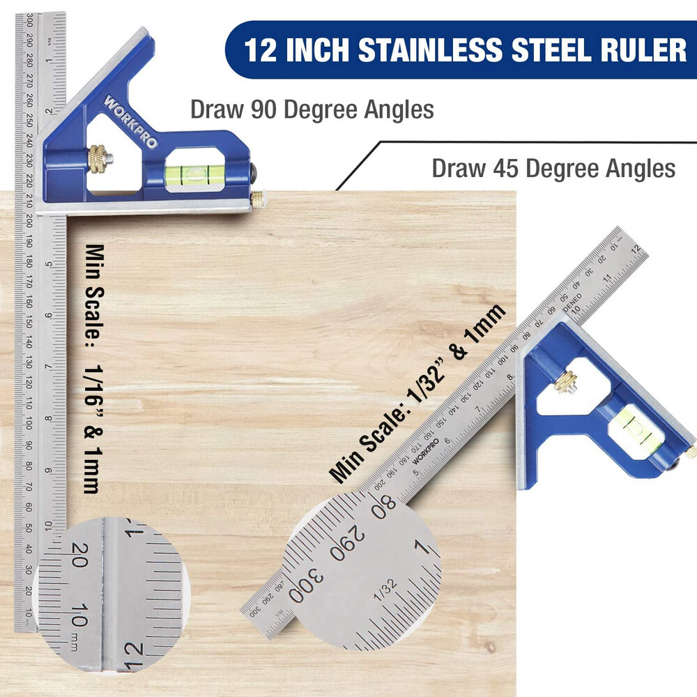 WORKPRO Rafter Square and Combination Square Tool Set Rafter Square Layout Tool
