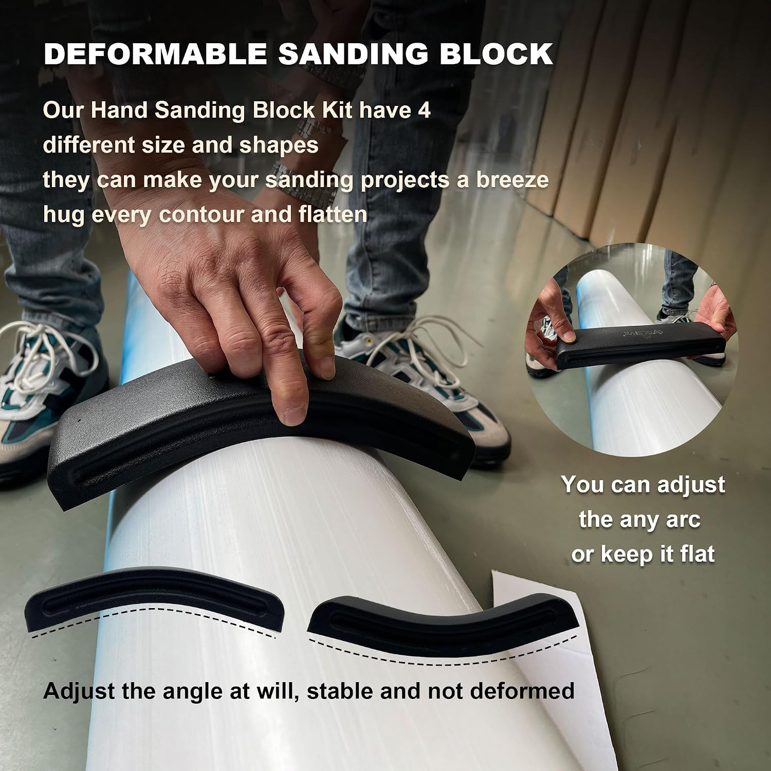 24Pcs Adjustable Sanding Block Kit,Hand Abrasives Auto Body Sanding Block Set