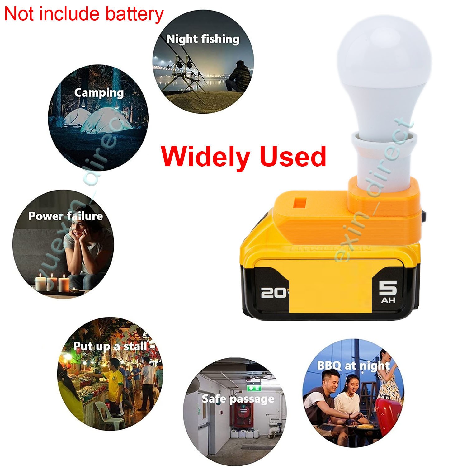 For Dewalt 20v Battery Powered LED Light Bulbs Emergency Backup Rechargeable