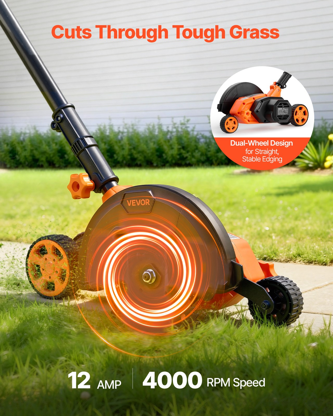 VEVOR Lawn Edger Electric Edger Lawn Tool 8-inch Blade Length 12 Amp 4000 RPM