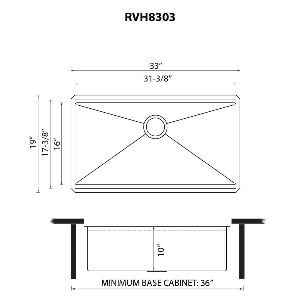 Ruvati 33″ Workstation Ledge Rounded Corners Undermount Sink – RVH8303