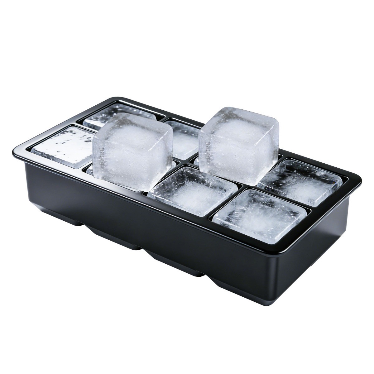 4.8CM Large Ice Cube Maker Tray 8 Grids Silicone Molds for Whiskey Cocktails BLK