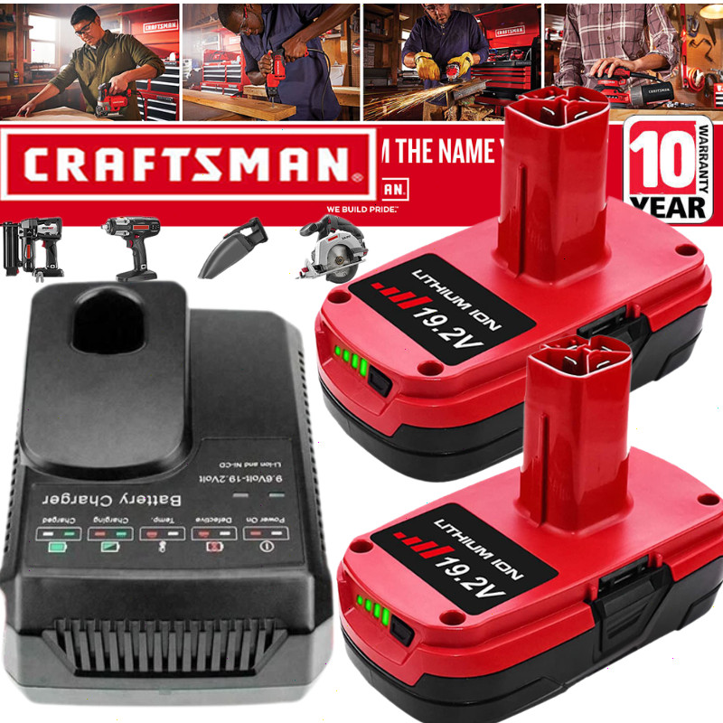 2Pack 8.0Ah for Craftsman 19.2V Lithium XCP Battery C3 DieHard 11375 / Charger