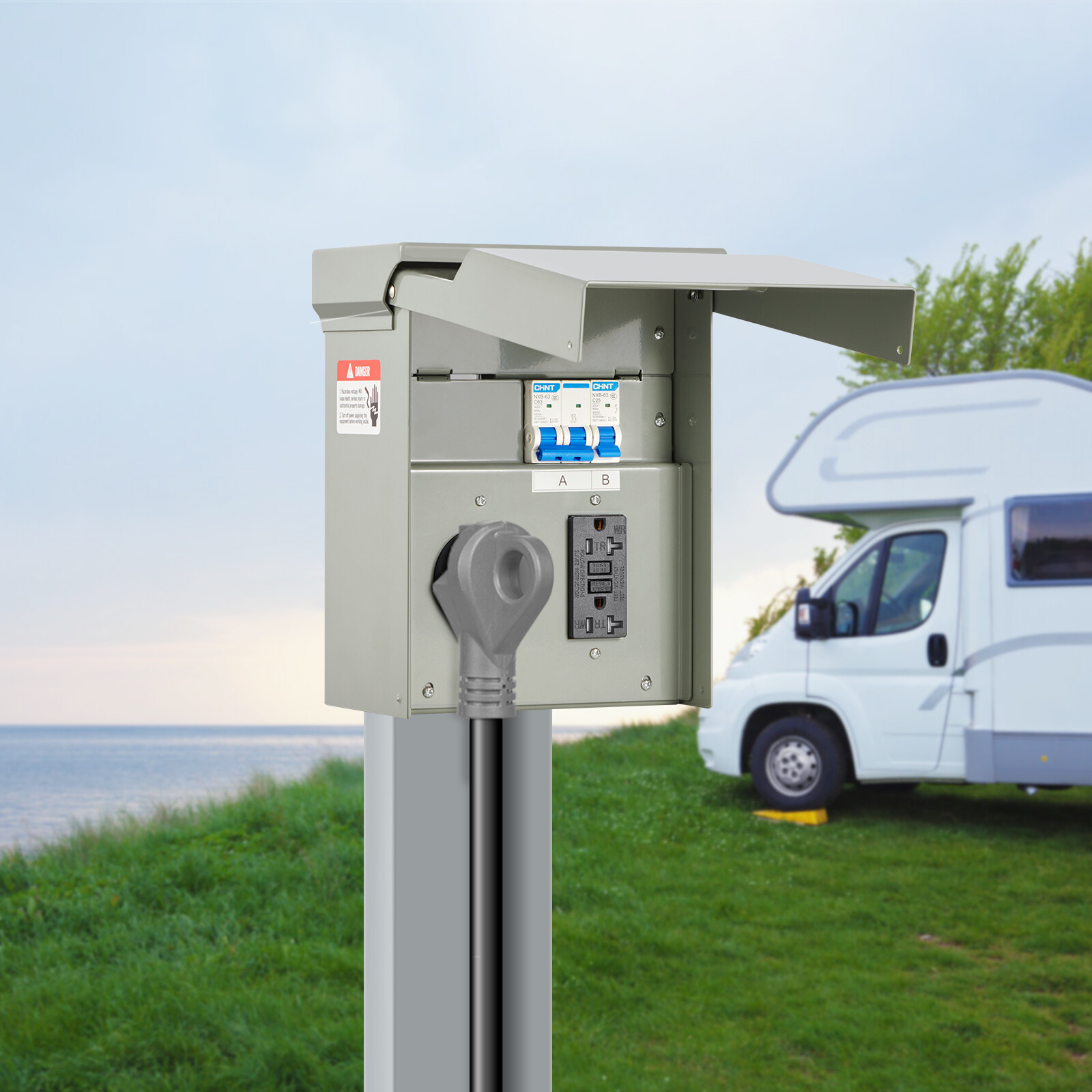 Temporary Power Outlet Panel RV Electrical Panel 20 50 Amp RV Outlet Box