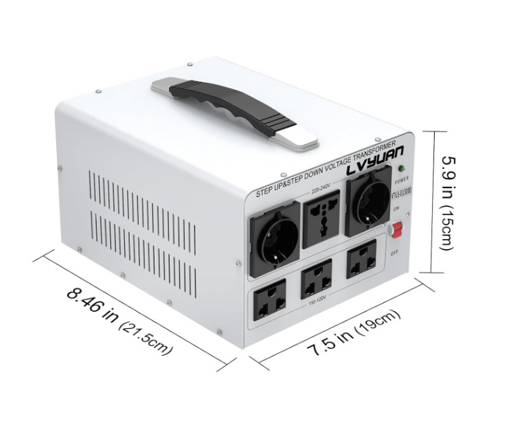 Transformador de voltaje 3000W elevador/reductor 110-240V con múltiples tomas y