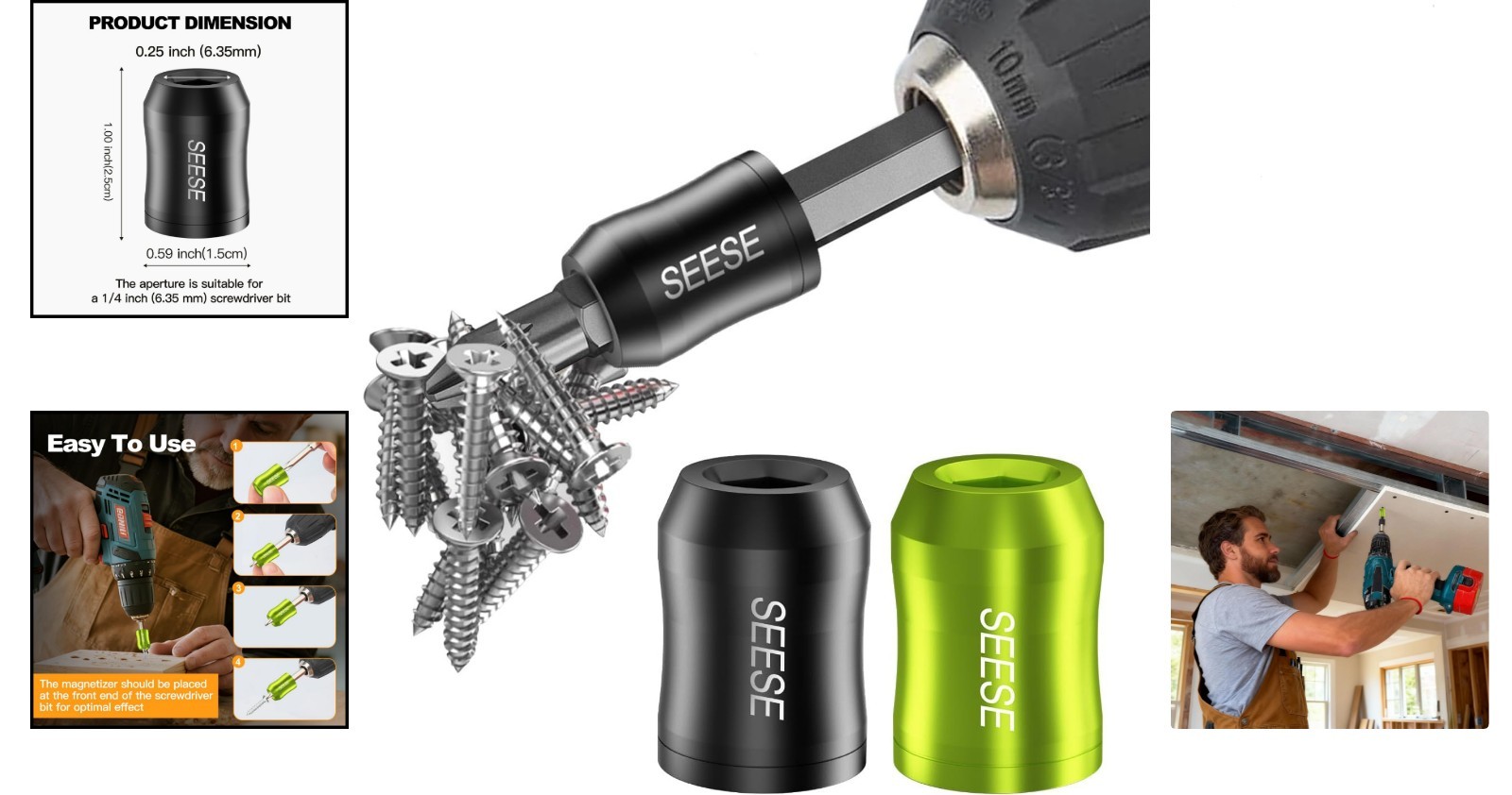 Strong Magnetic Screw Ring Set: Universal 1/4 Inch Holder for Precision Driving