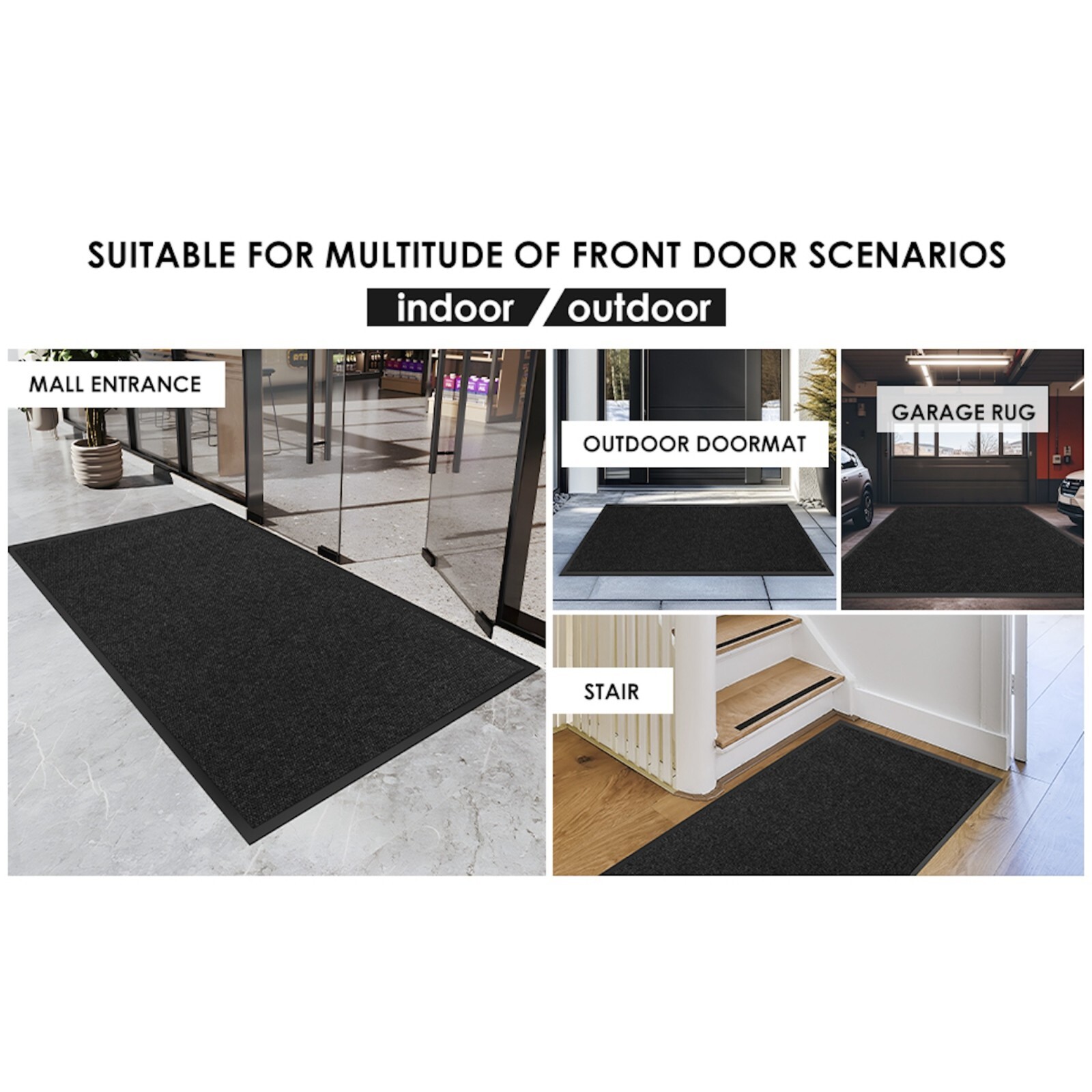 Commercial Entrance Mat Indoor Outdoor Heavy Duty Industrial Floor Mats Black