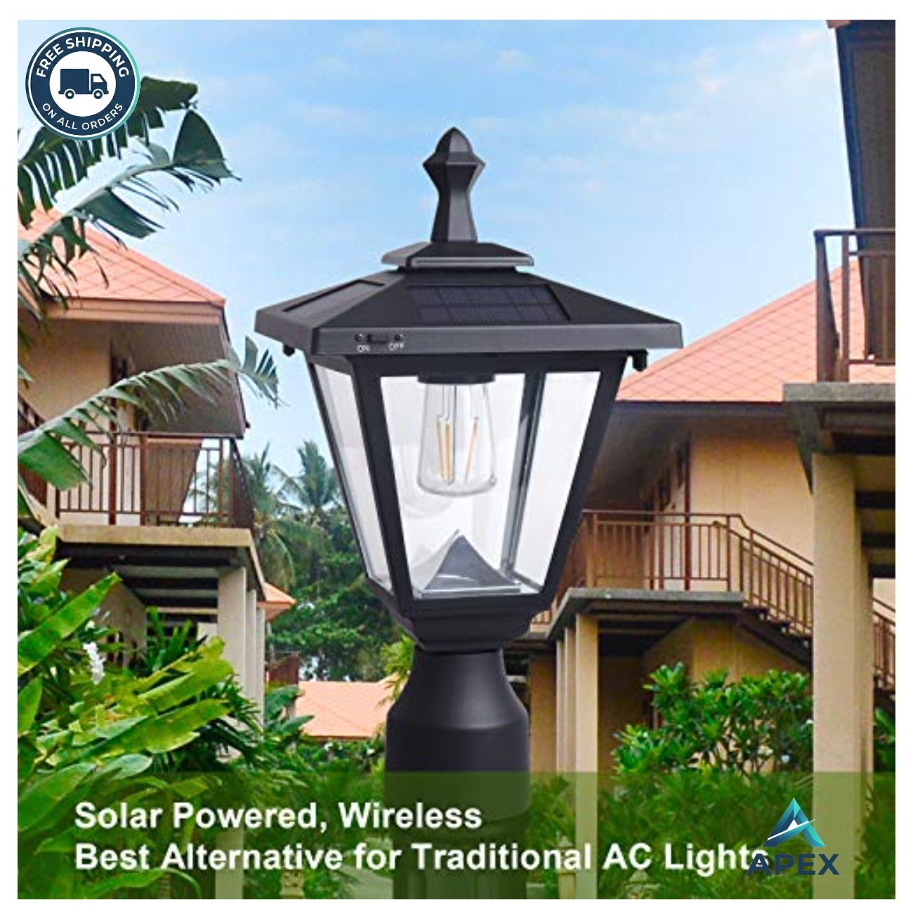 Solar Post Lights Outdoor 100 Lumens LED Waterproof Black Aluminum for Patio