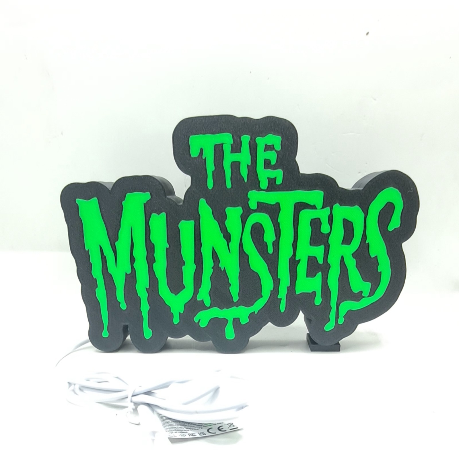 The Munsters LED Light-Up Sign 3D Printed Glow 60s TV Horror Nostalgia