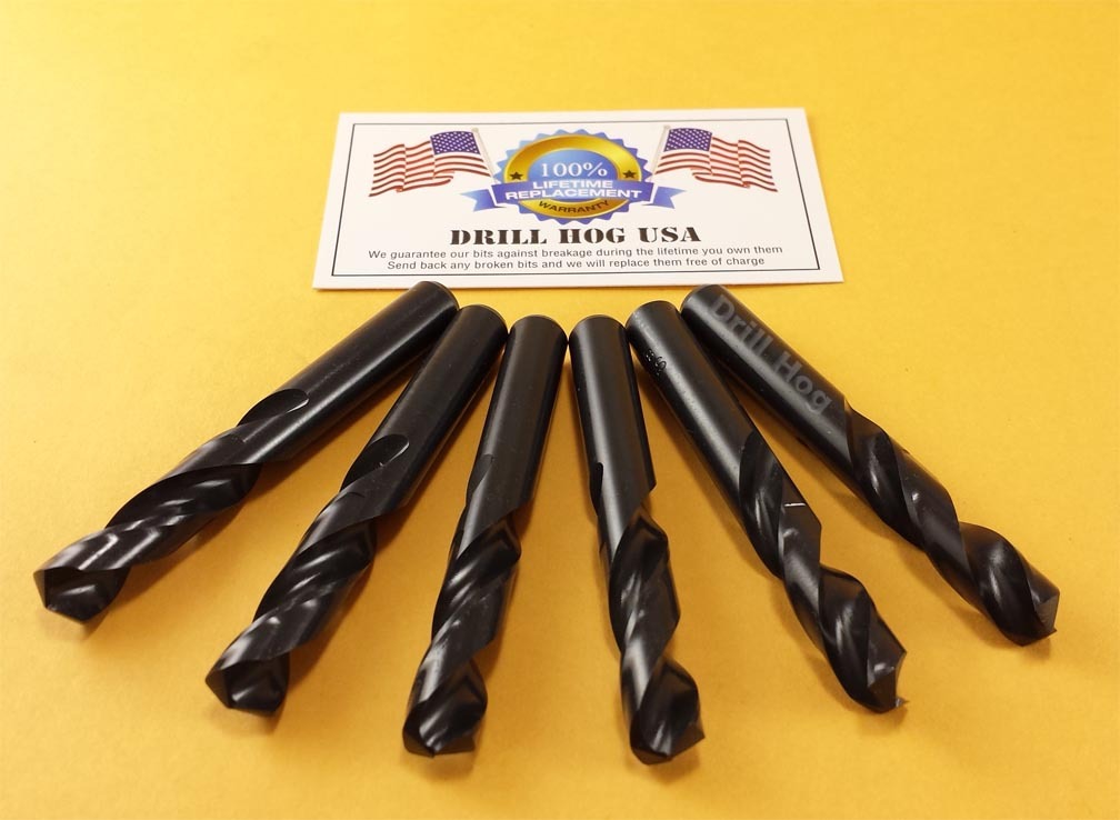 3/8″ Stubby Bit Machine Screw Length Stub Bit Life Warranty 6 Pc Drill Hog USA
