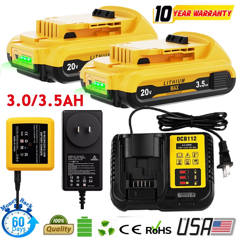 Battery/Charger For DeWalt 20V 20 Volt Max Lithium DCB201 DCB203 DCB203-2 DCB206