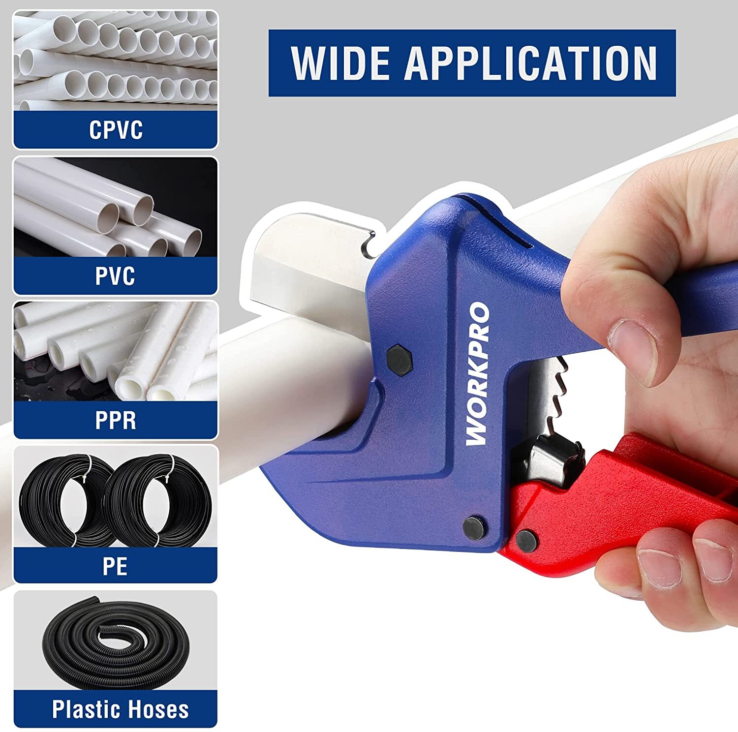 WORKPRO Ratchet PVC Pipe Cutter Up to 1-5/8″ Plastic Pipe and Tubing Cutter USA
