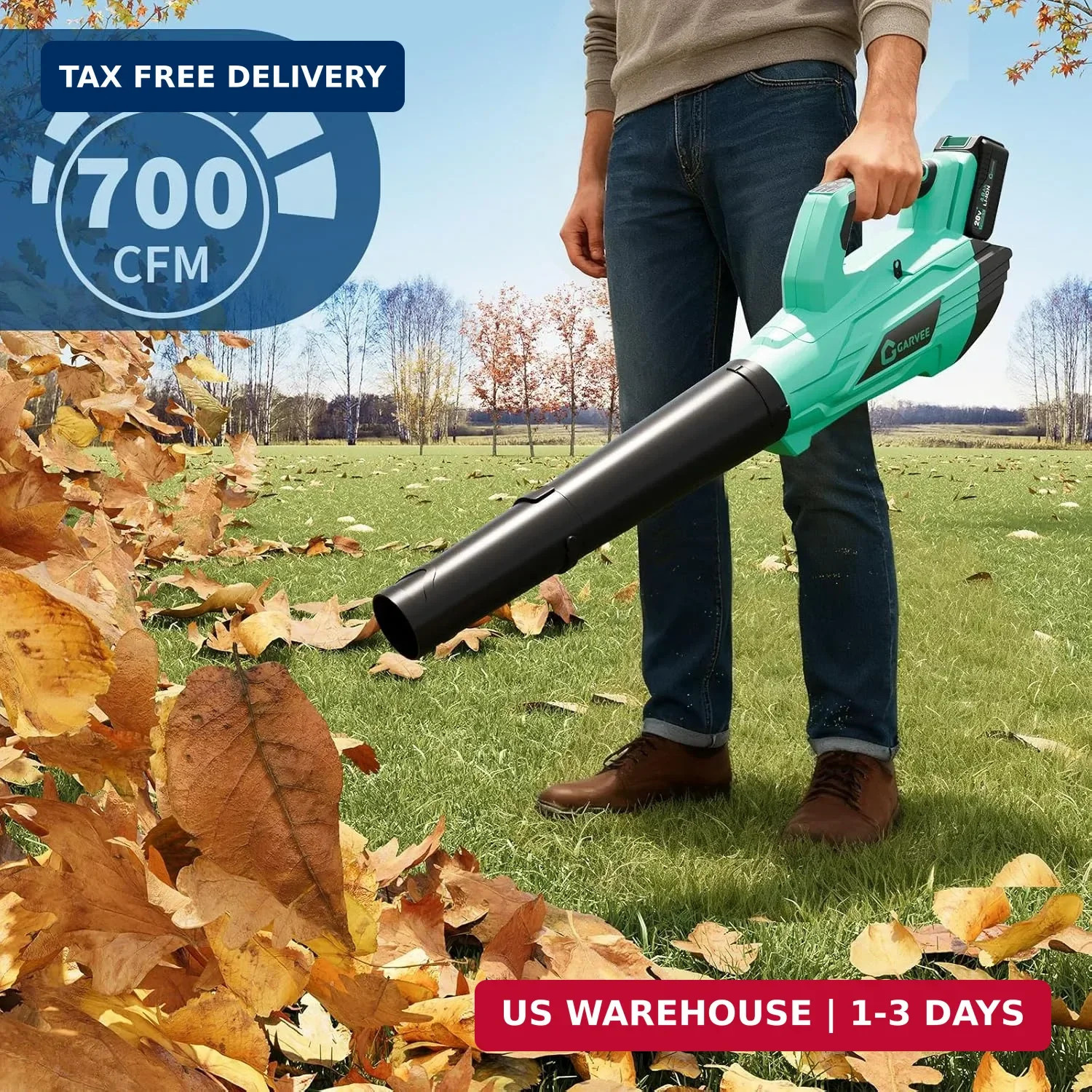 Garvee Leaf Blower Cordless – 750CFM 250MPH Electric Leaf Blower Battery Powered