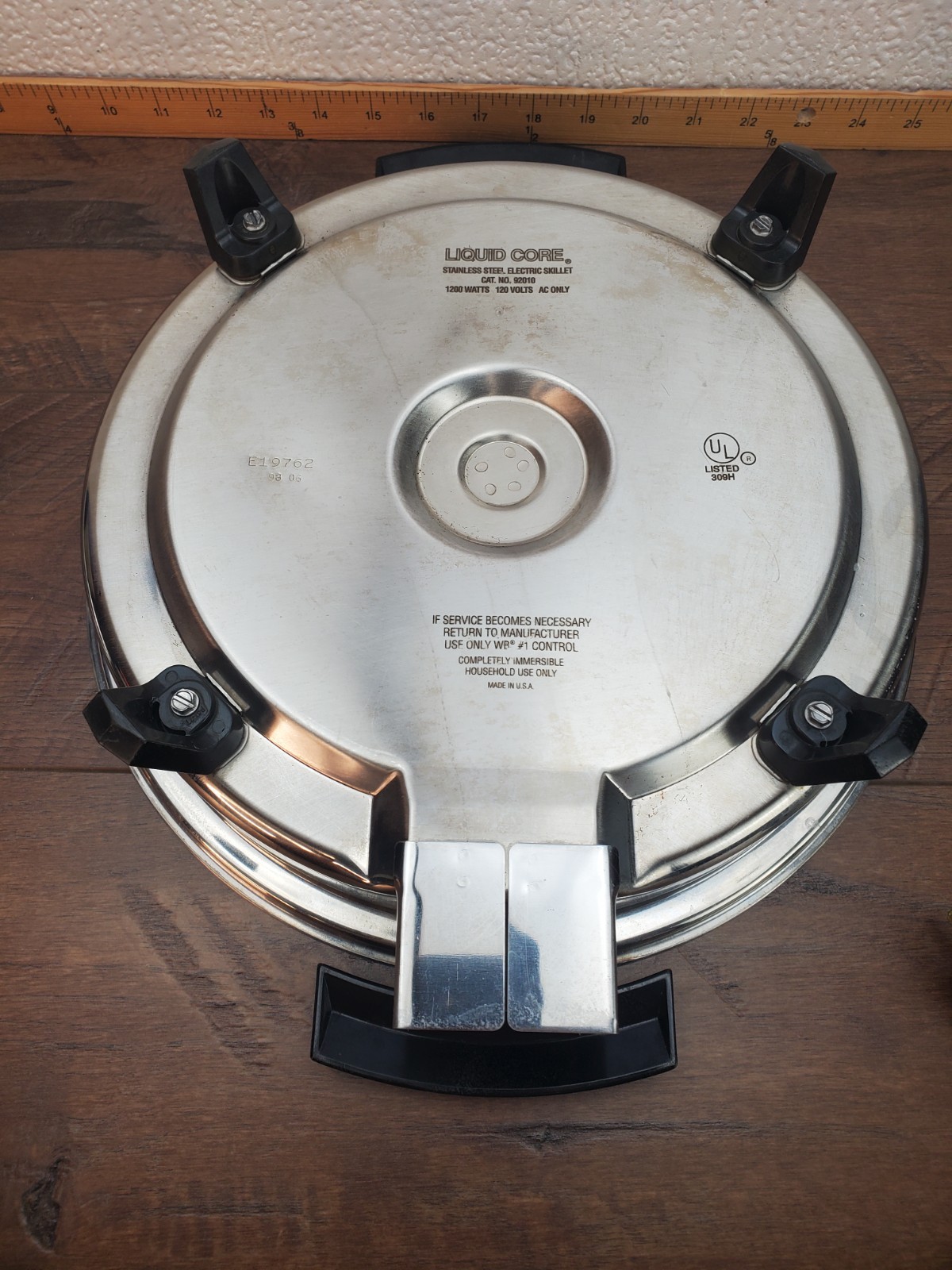 Vtg Lifetime 12″ Liquid Core Electric Casserole Skillet E19762 Tested 1998 Clean