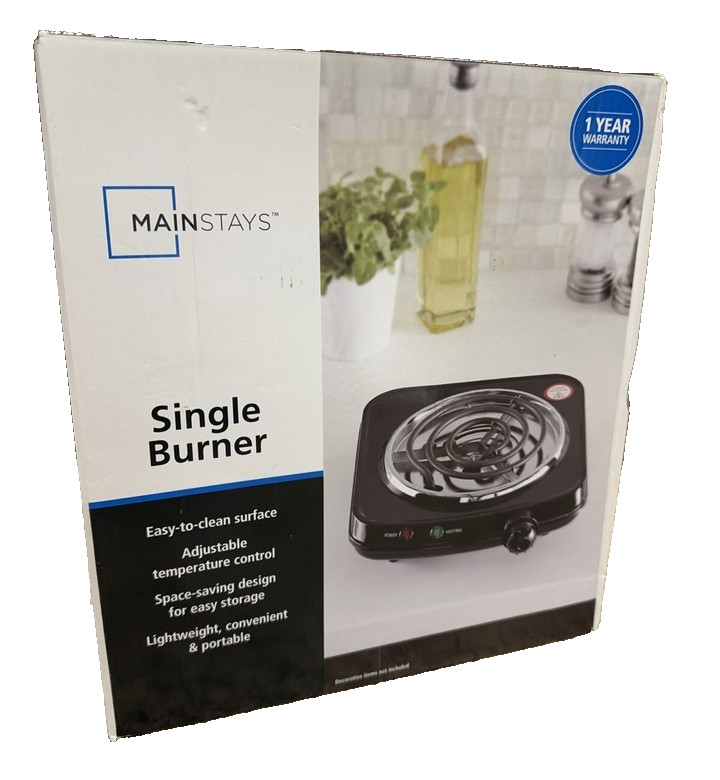 Mainstays SINGLE BURNER Kitchen STOVE TOP lightweight HOT PLATE – NEW Open Box