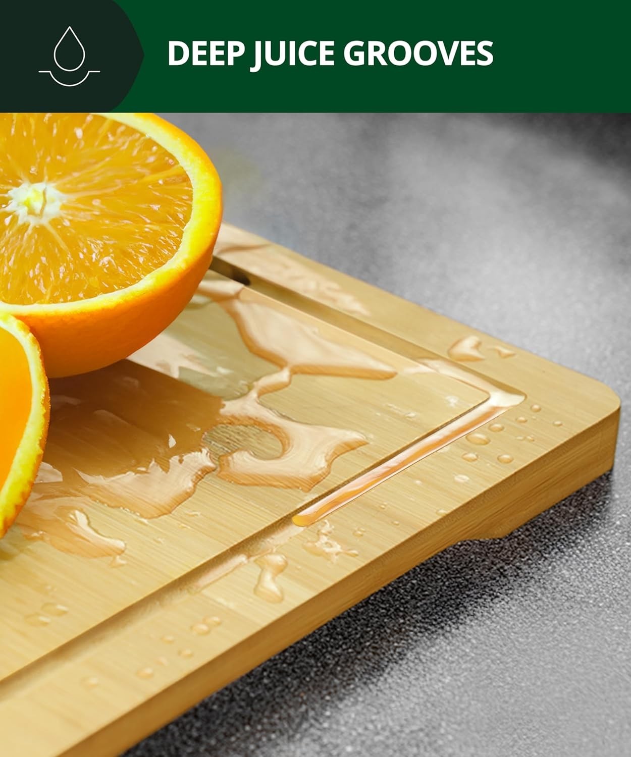 bamboo cutting board with juice groove – kitchen board for meat (butcher block)