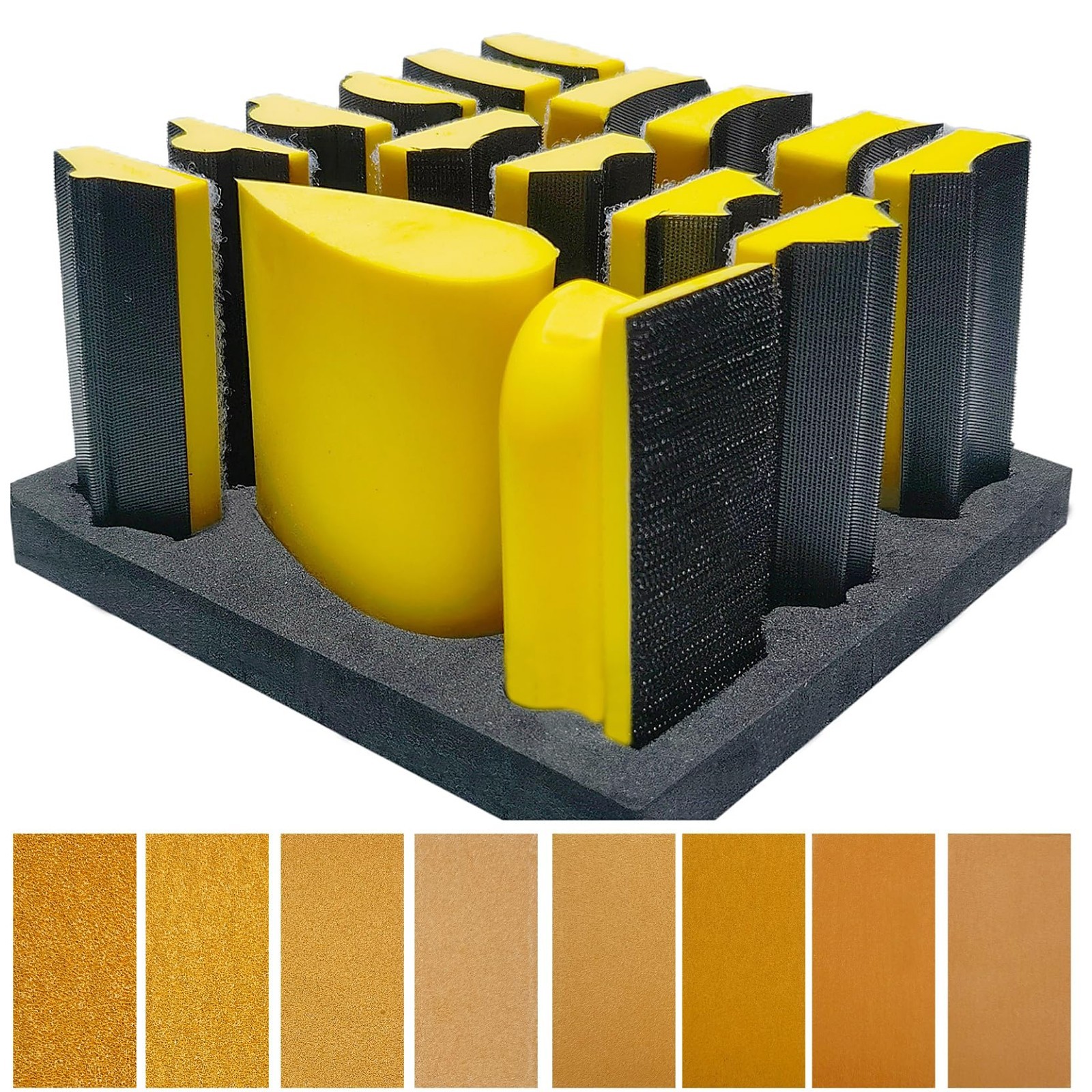 56 PCS Hand Sander Kit – 16 Sanding Blocks + 40 Hook & Loop Sandpaper Sheets, As