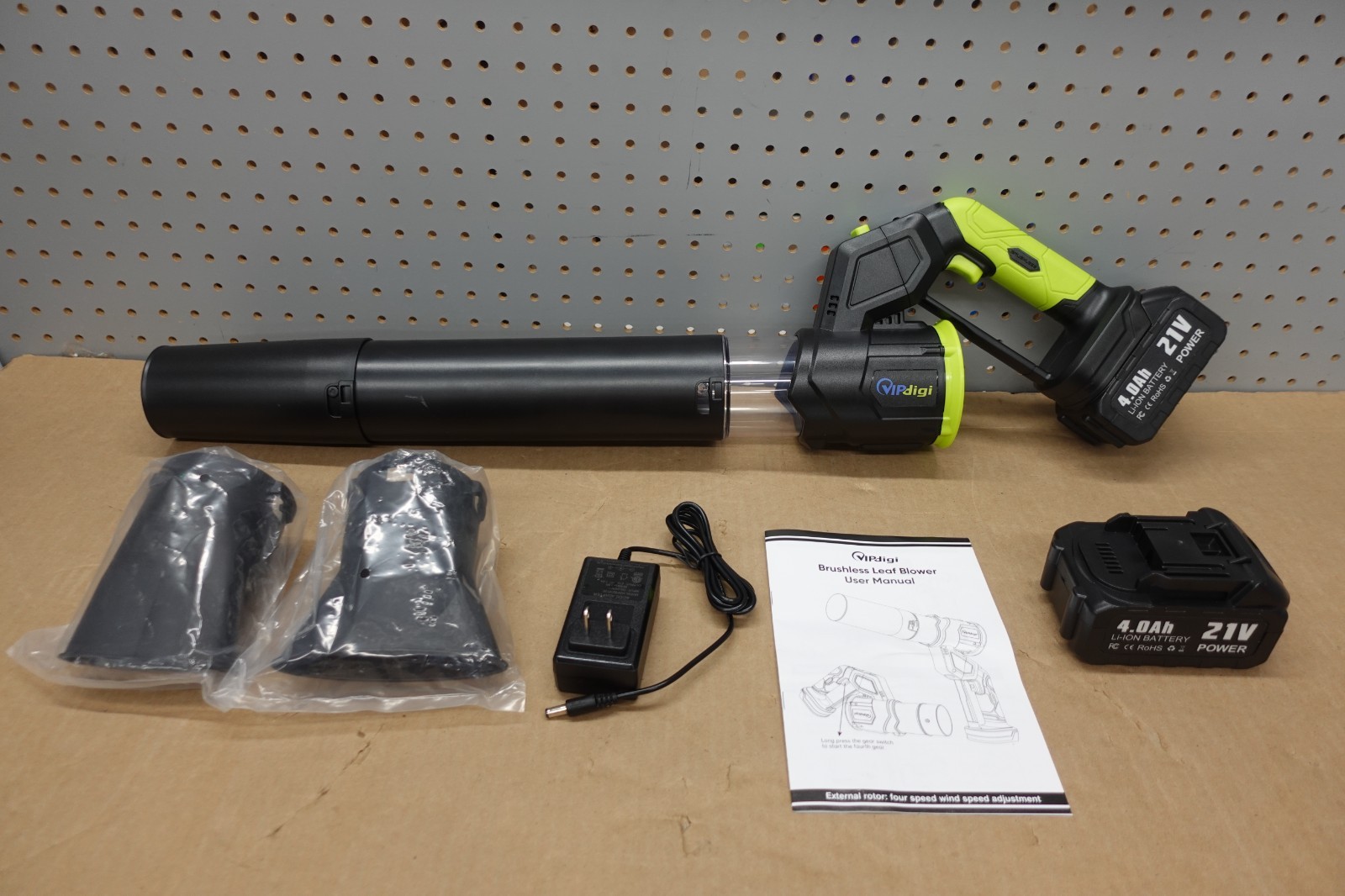 Brushless Leaf Blower with 4Ah 21V, 2 Batteries and Cord Charger