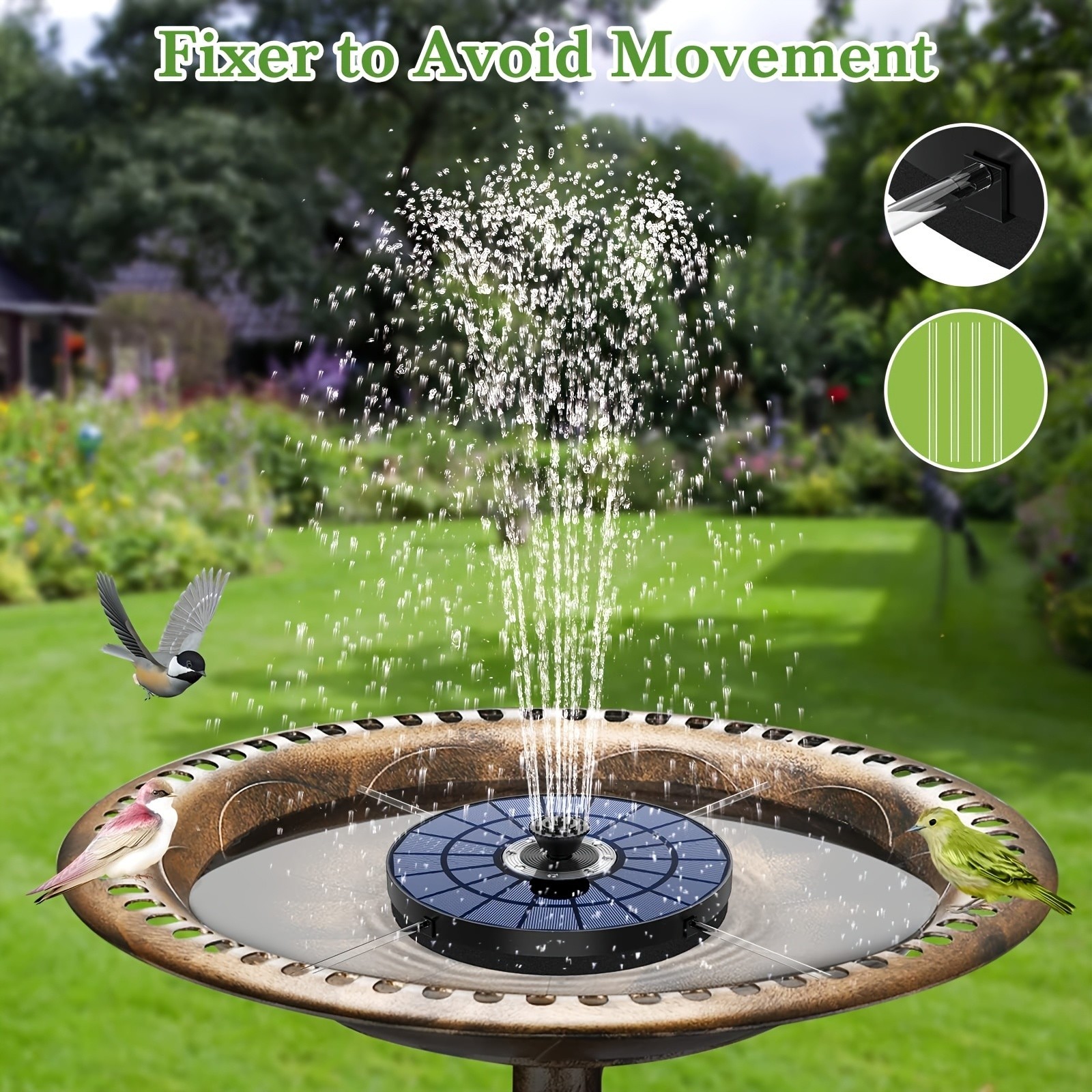 5.5w color solar water Fountain, equipped with LED lights and built-in 1500mAh