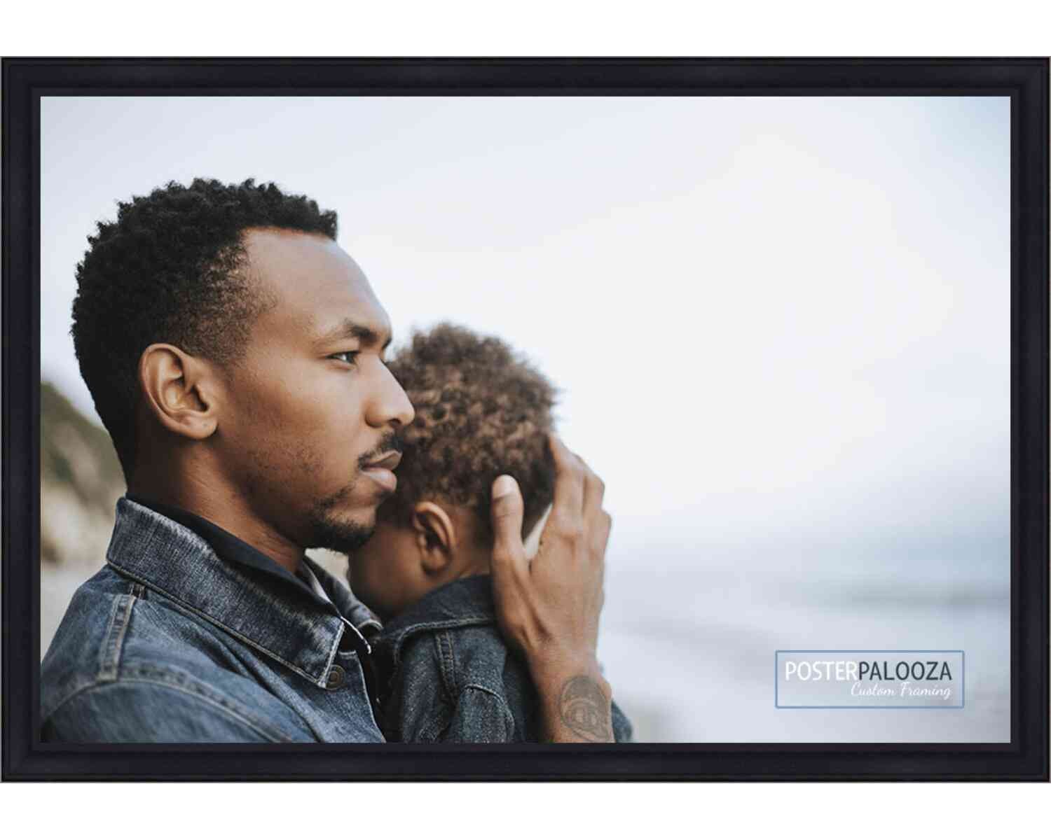 Photo Size Classic Modern Black Frame – UV Acrylic, Backing, Hanging Hardware