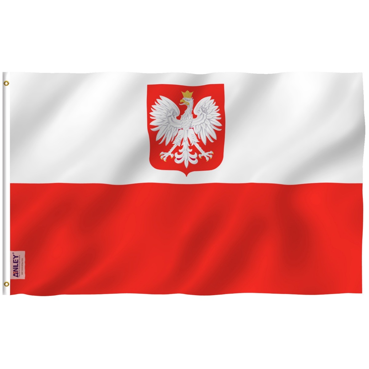 Anley Fly Breeze 3×5 Foot Poland State Ensign Flag – Polish Eagle Flags
