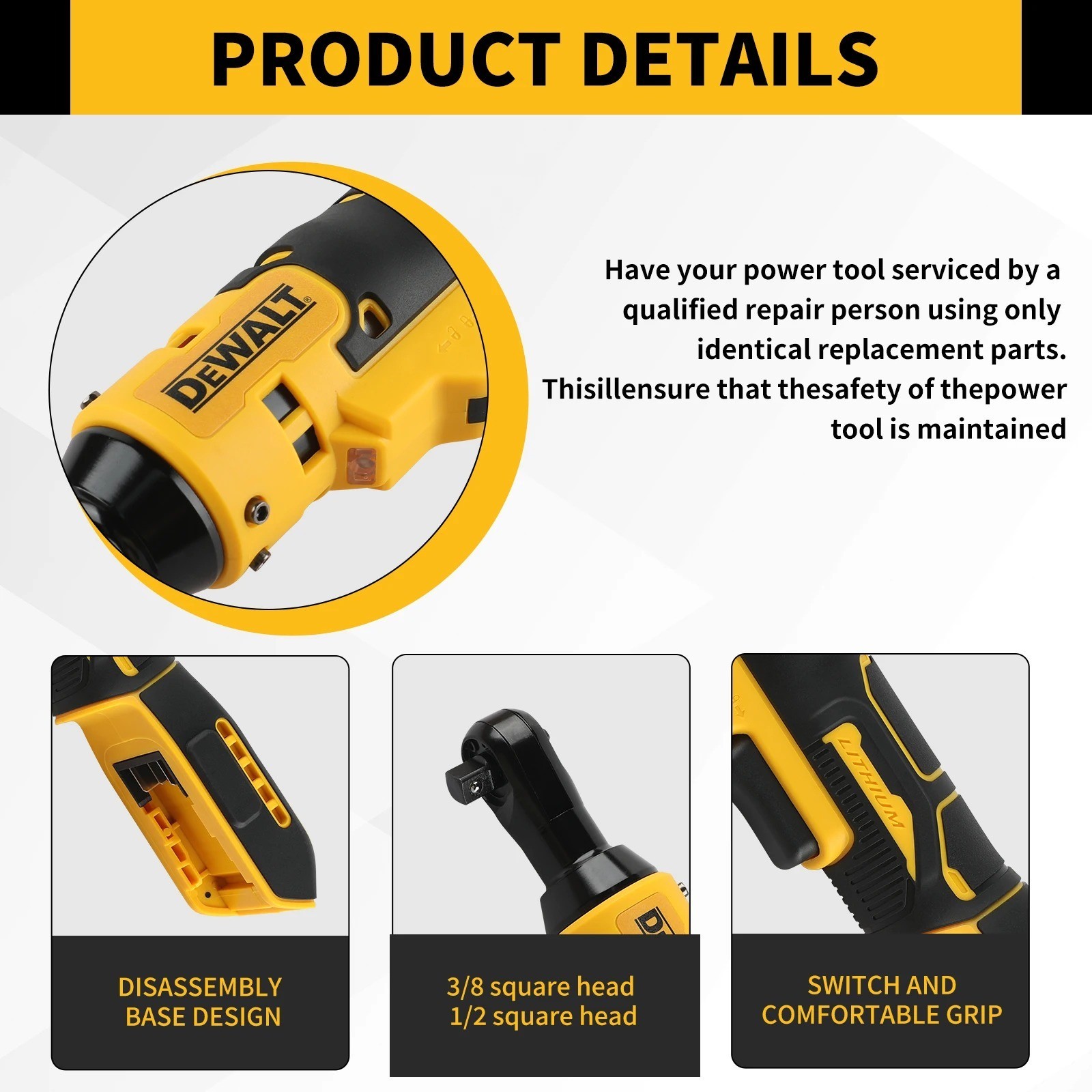 DEWALT DCF513 20V Brushless Cordless Ratchet Wrench 3/8″-1/2″ Quick Release