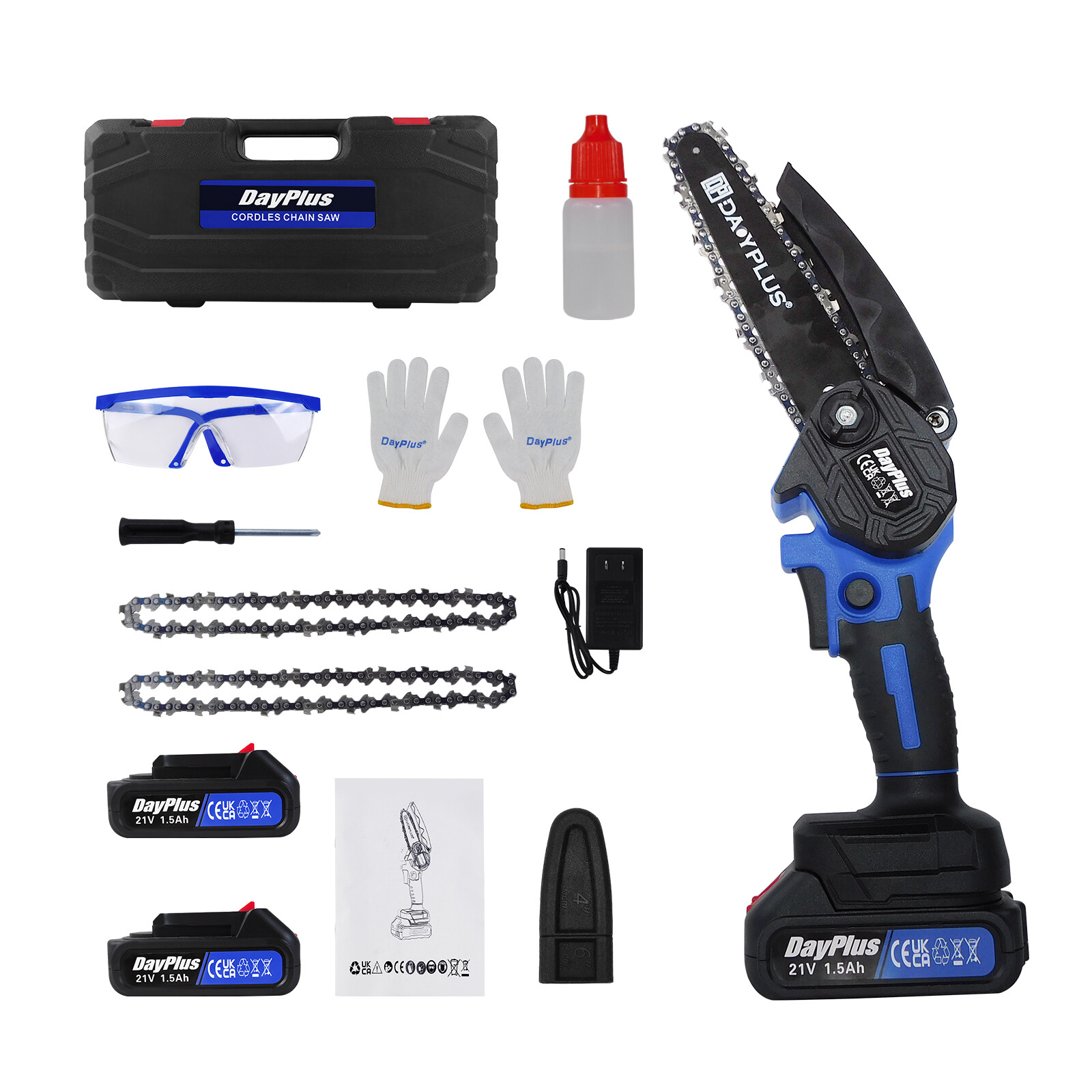 6″ Brushless Cordless Electric Chainsaw Wood Cutter With 1500mAh Li-ion Battery