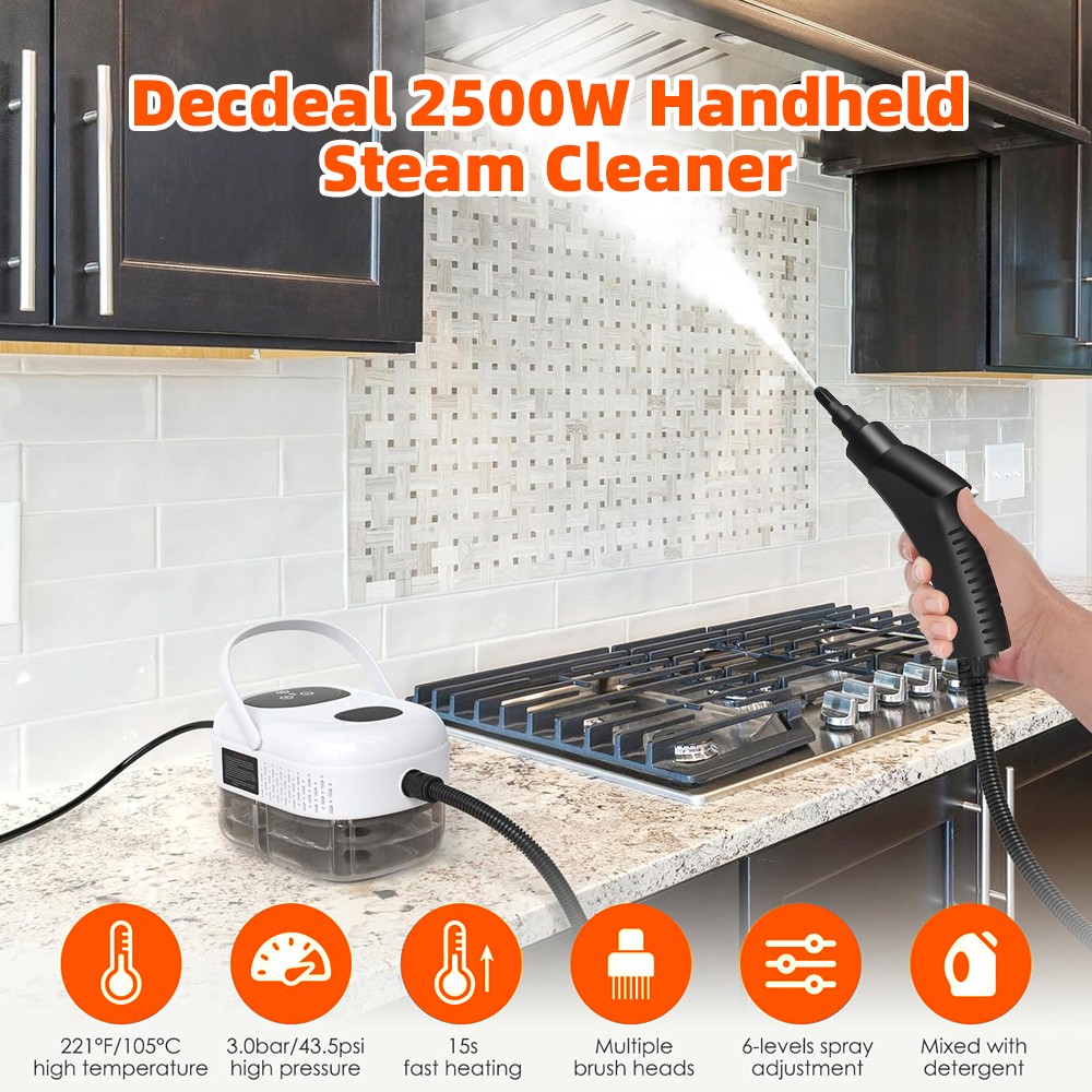 3000W Handheld Steam Cleaner High Pressure & High Temp for Home Car Cleaning Kit