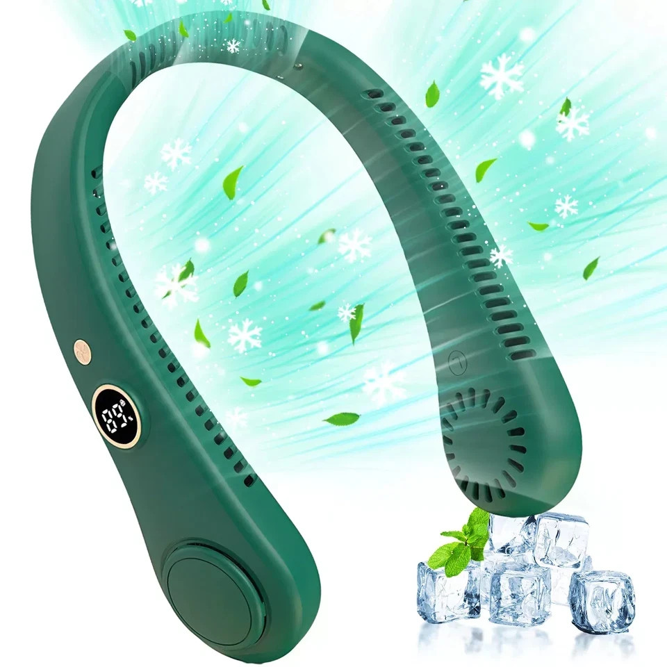 Portable USB Rechargeable Neckband Lazy Neck Hanging Dual Cooling Mini Fan USA