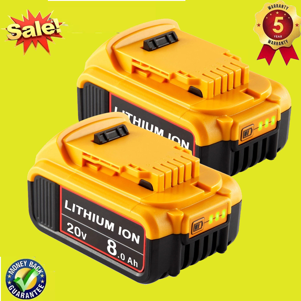 2Pack Lithium Ion Battery For DeWalt 20V 20 Volt Max 8.0AH DCB205 DCB206 DCB200