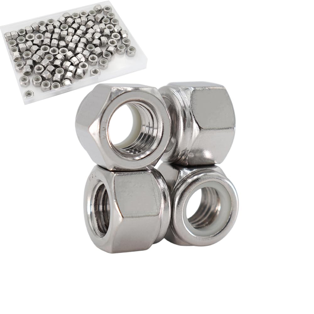 1/4″-20 Nylon Insert Hex Lock Nuts 110 Pack 304 Stainless 1/4″-20（110 pcs）