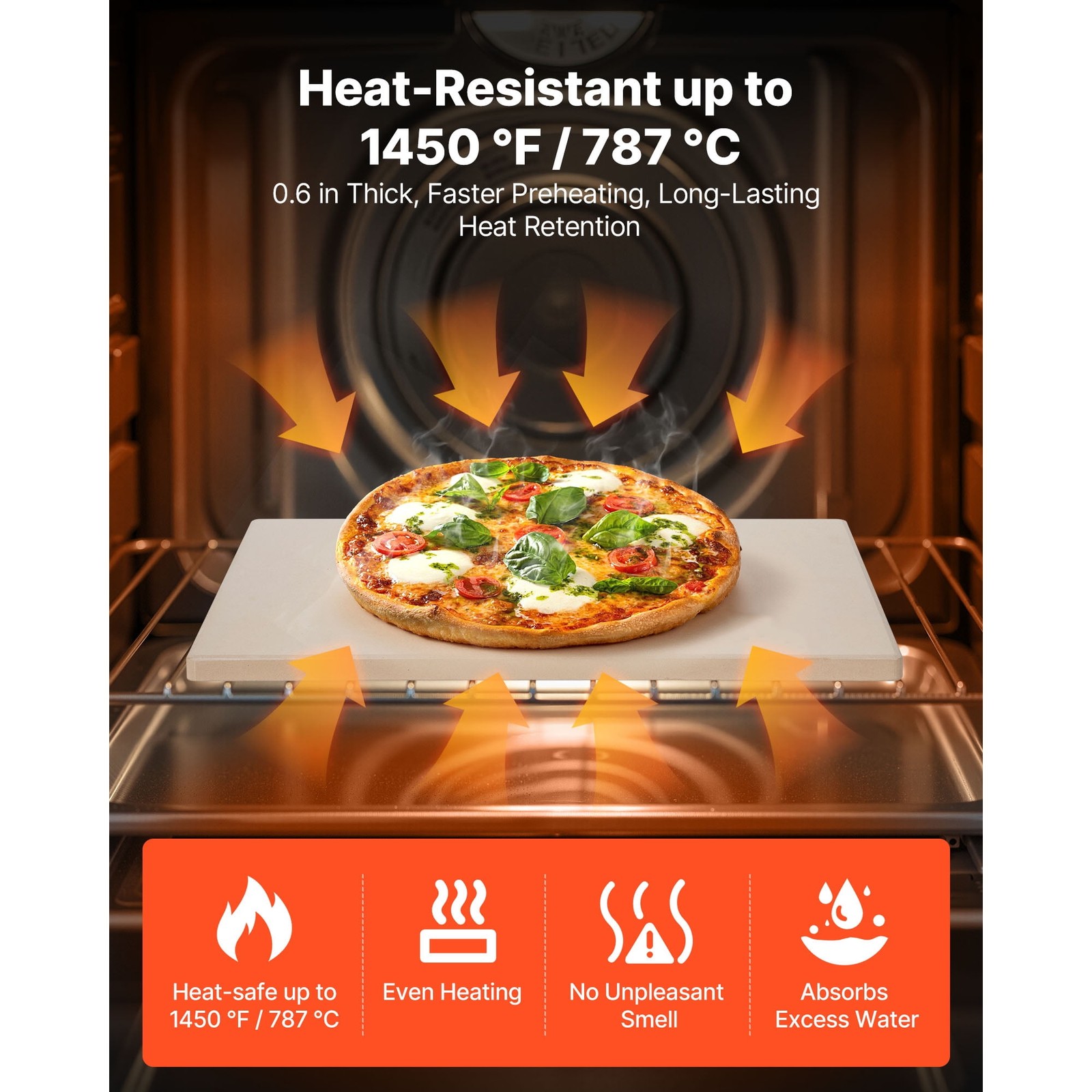 Rectangular Cordierite Pizza Stone, 15 x 12 in,Durable Baking Stone with Scraper