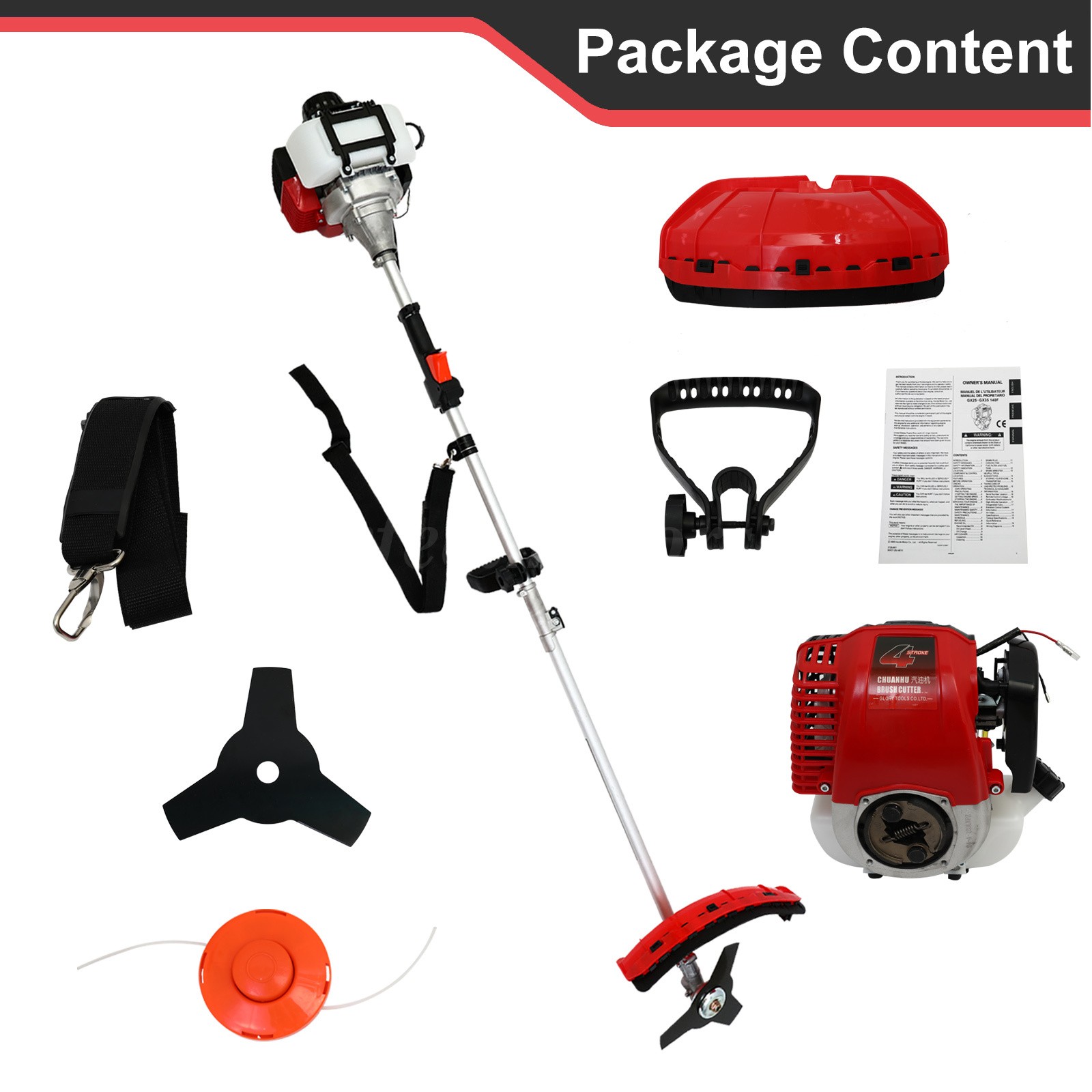 31cc 4-Stroke Weed Eater Gas Powered 2 in 1 Brush Cutter Grass Trimmer for Yard