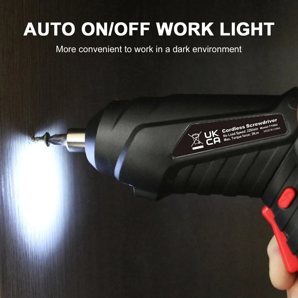 3.6V Cordless Electric Screwdriver Set USB Charging 3Nm Screw Gun With LED Light