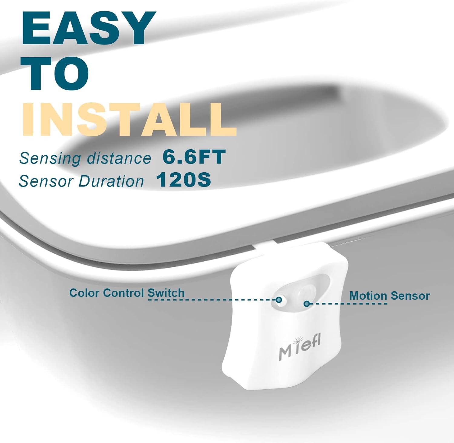 Toilet Light Motion Sensor 16 Colors Changing (2 Pack),LED Glow Toilet Light