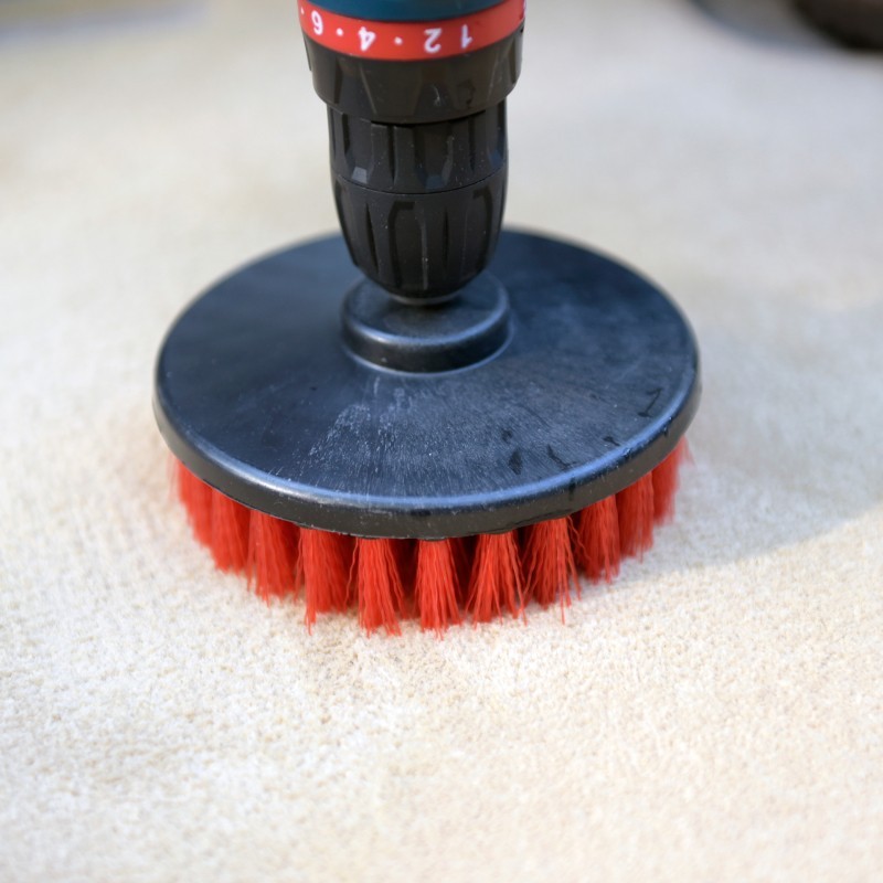 CarCarez Drill Brush stiff Bristle Use w/Power Drill Upholstery Cleaning Red