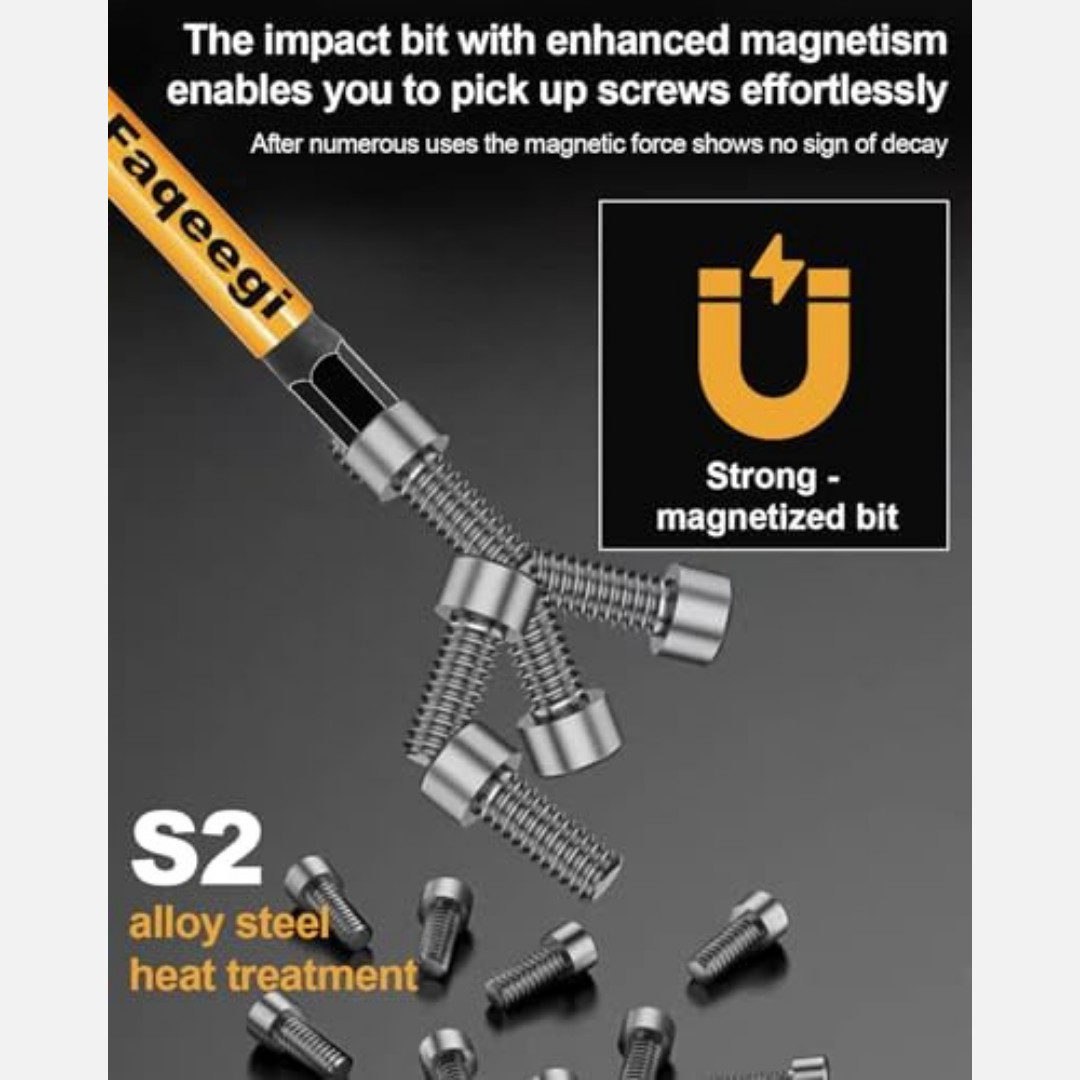 4-Inch Long Hex Bit Set 20PCS (Metric & SAE) Impact Allen Wrench/Key Drill Bit