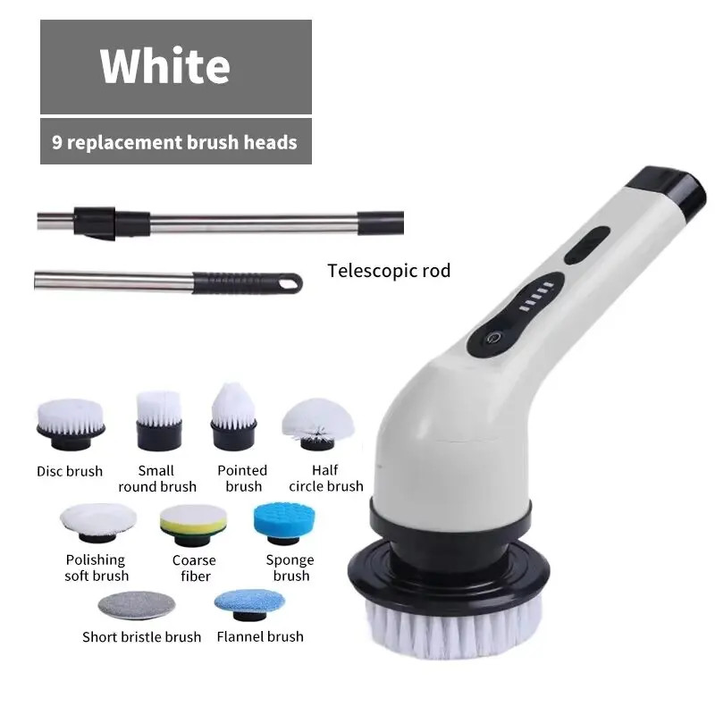 9 in 1 Electric Spin Scrubber Cordless Cleaning Brush Shower Scrubber Adjustable