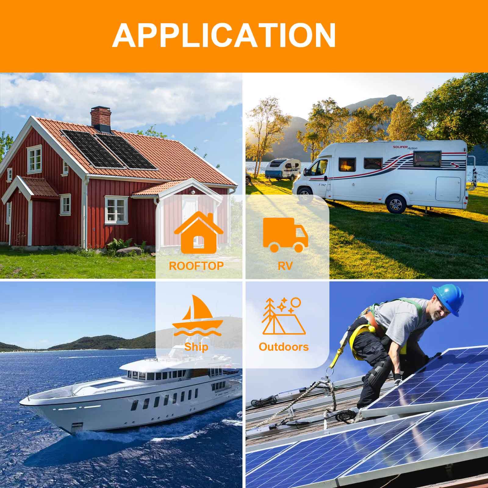 100W Solar Pane Kit 12V Battery Charger with MPPT Controller For Home RV Marine
