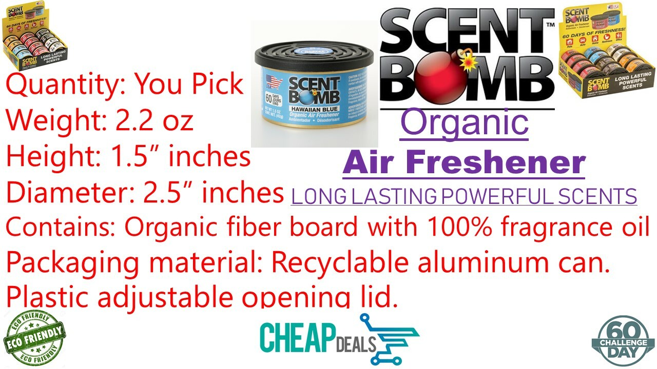 BUY 2 GET 1 FREE Scent Bomb 100% Concentrated Air Freshener 1oz, CAN, GEL DISK
