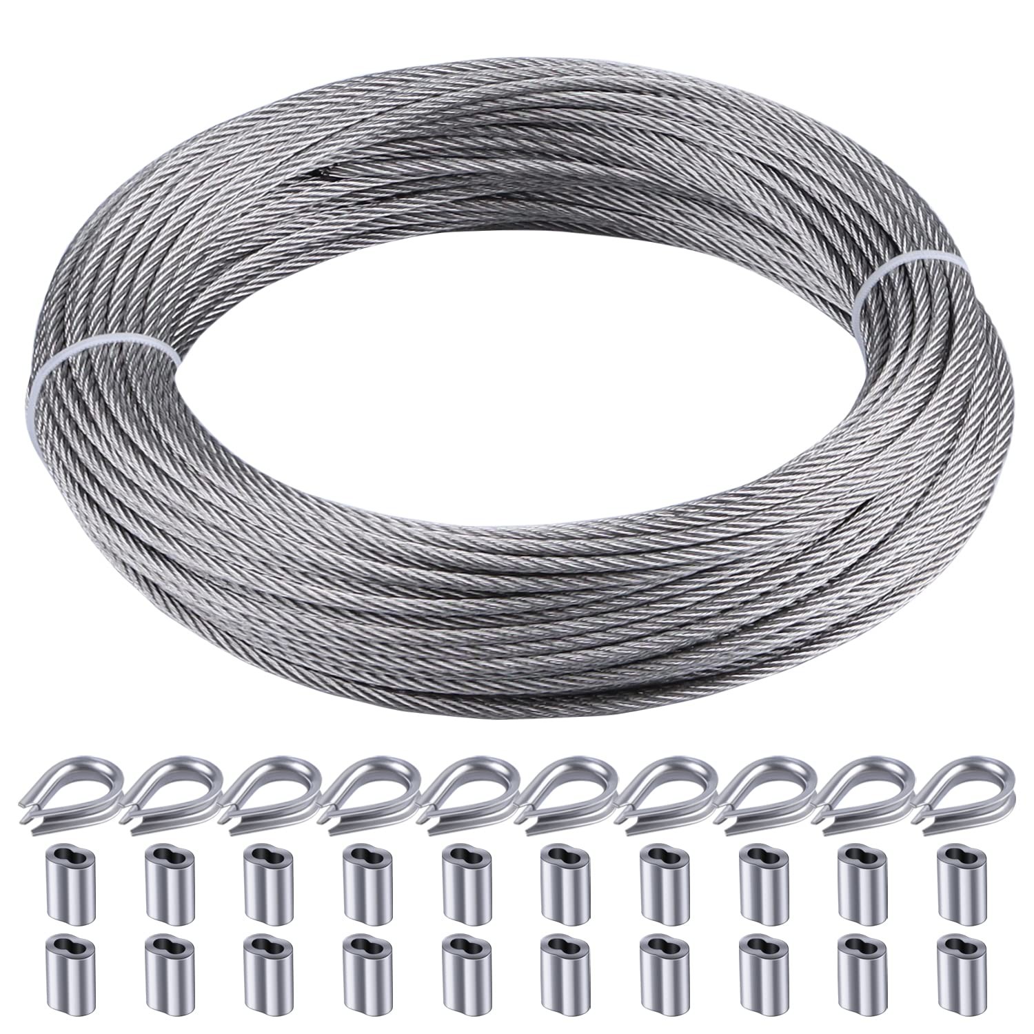 Silver 1/8 Inch Wire Rope Metal Cable 100 Ft