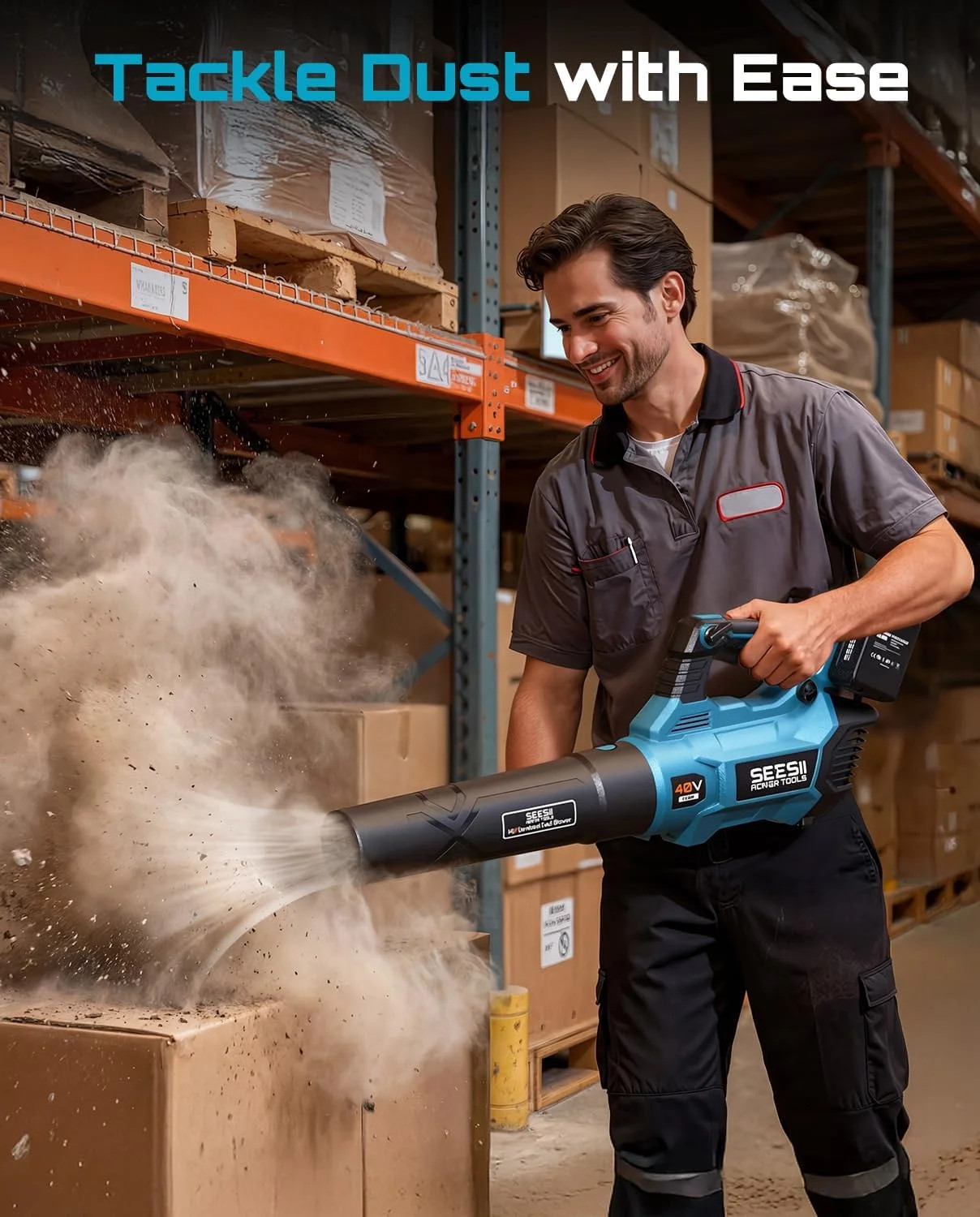 SEESII 650CFM Leaf Blower with 2 x 5.2Ah Batteries, 40V Brushless Motor | 3 Spee