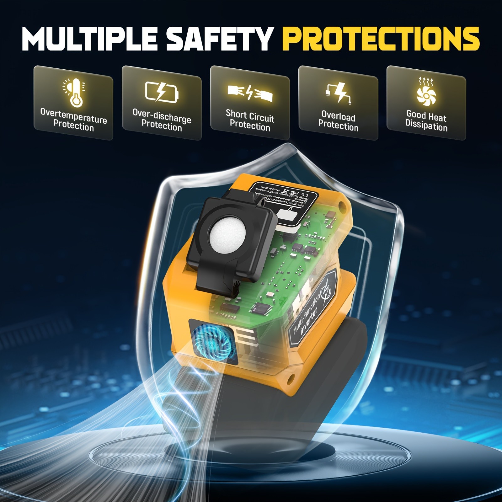 2-in-1 Power Station for Dewalt 20V Battery 300W DC Regulator 220W AC Inverter