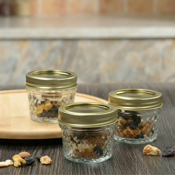 Mainstays 4 oz Mason Jars Lids and Rings 12-Pack Mini Glass Jars