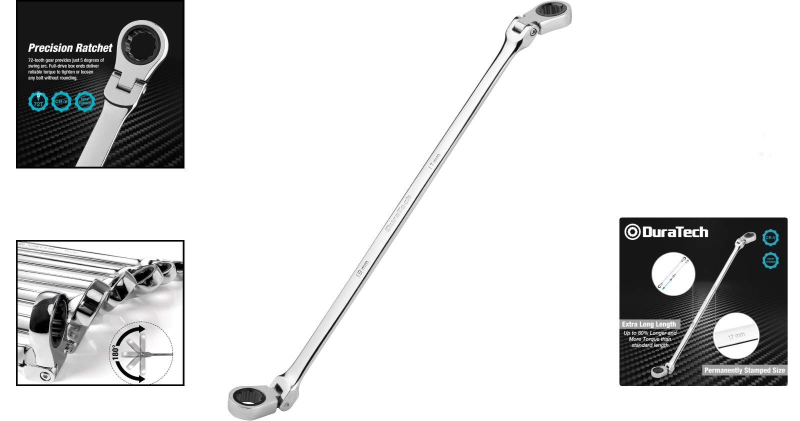 12-Point Box End Flex-Head Wrench – Extra Long at 41cm, Ideal for Mechanics