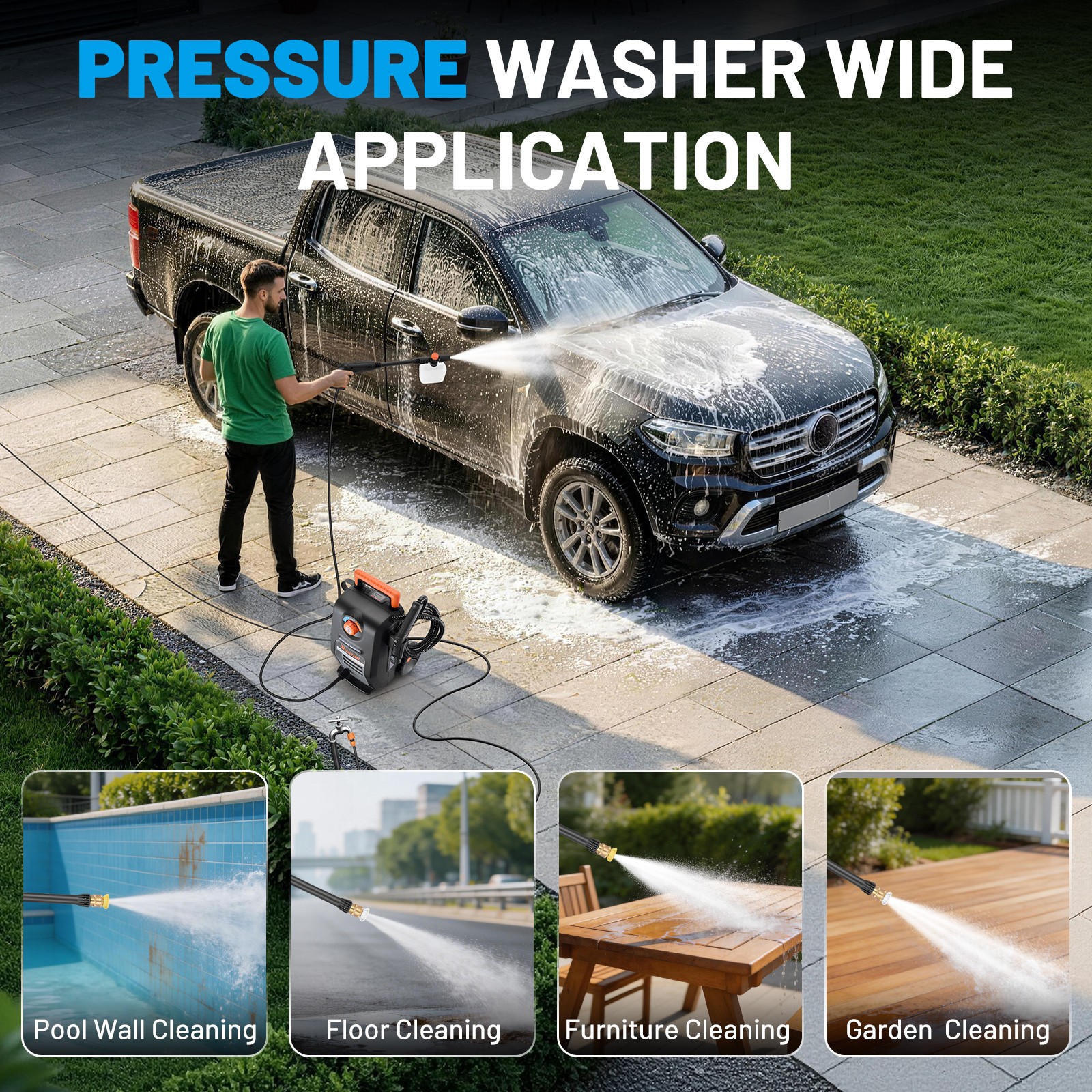 High Pressure Steam Cleaner & Washer 3000 PSI 2GPM 1500W 120V Multi-Purpose